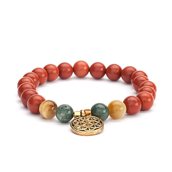 Mala Bracelet, Red Jasper, Moss Agate &amp; Tiger Eye