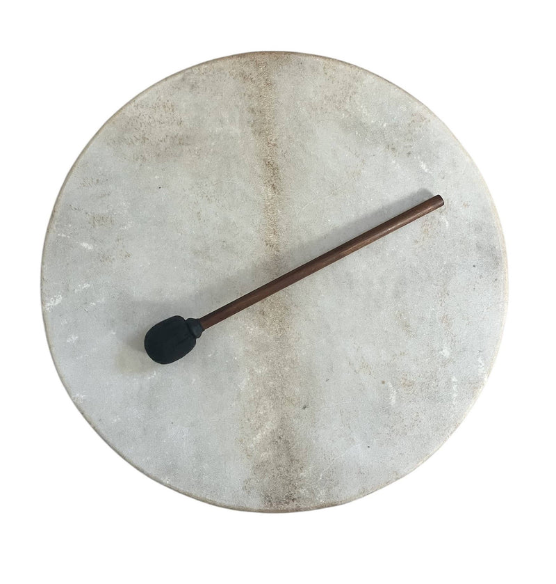 Tambour chamanique traditionnel sur cadre en bois de mûrier et peau de chèvre biologique pour la méditation
