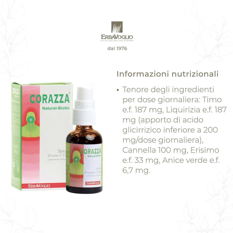 Erbavoglio - Corazza Natural Biotic Spray mit Erisimo und Thymian im Hals