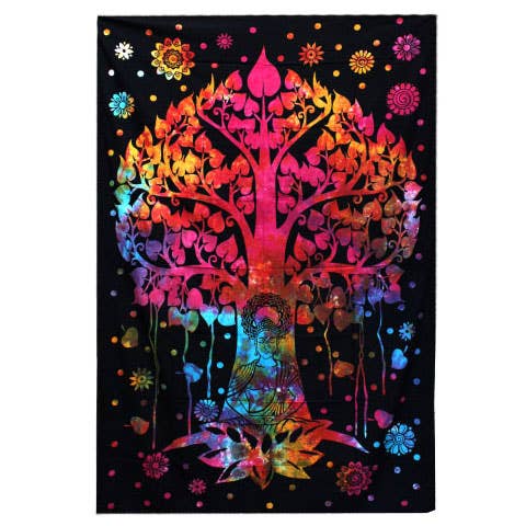 Doppelbettdecke, Ritualtuch aus Baumwolle und Wandteppich - Bodhi Arbol - 230 cm x 200 cm