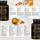 Infografik für flüssiges Curcumin mit Hinweisen auf 185-fach bessere Bioverfügbarkeit und Unterstützung des Immunsystems.