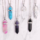 Collier plaqué argent — pendentif en quartz transparent