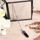 Silver-plated necklace — purple agate pendant