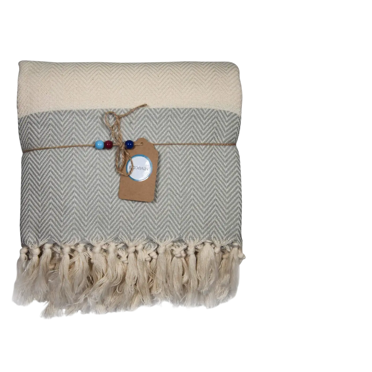 Ecobain Couture Towel Badetuch im Fischgrätmuster, Saunatuch und Hamamtuch aus Baumwolle, 100x180cm