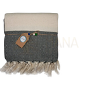 Ecobain couture towel schwarzes und cremefarbenes badetuch aus türkischer baumwolle im herringbone muster mit fransen