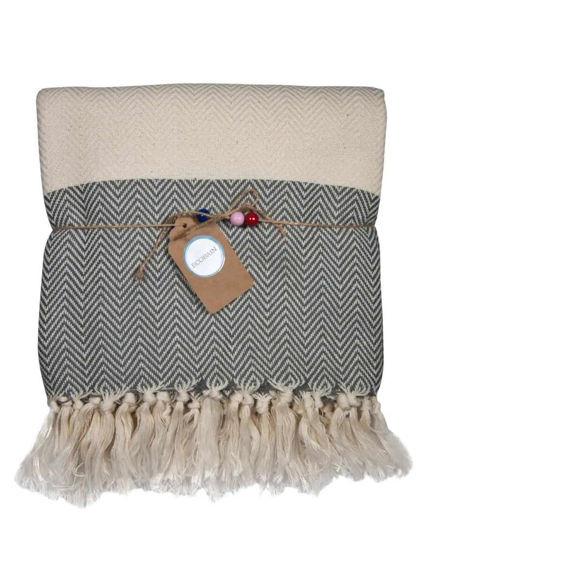 Ecobain Couture Hamamtuch im Fischgrätmuster, 100x180cm, Badetuch und Saunatuch aus weicher Baumwolle