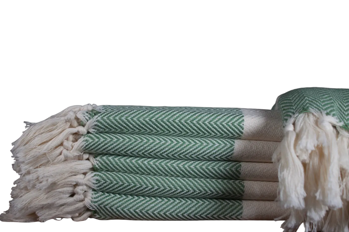 Ecobain Couture Hamamtuch im Fischgrätmuster, Badetuch und Saunatuch, 100x180cm, weiches und saugfähiges Handtuch