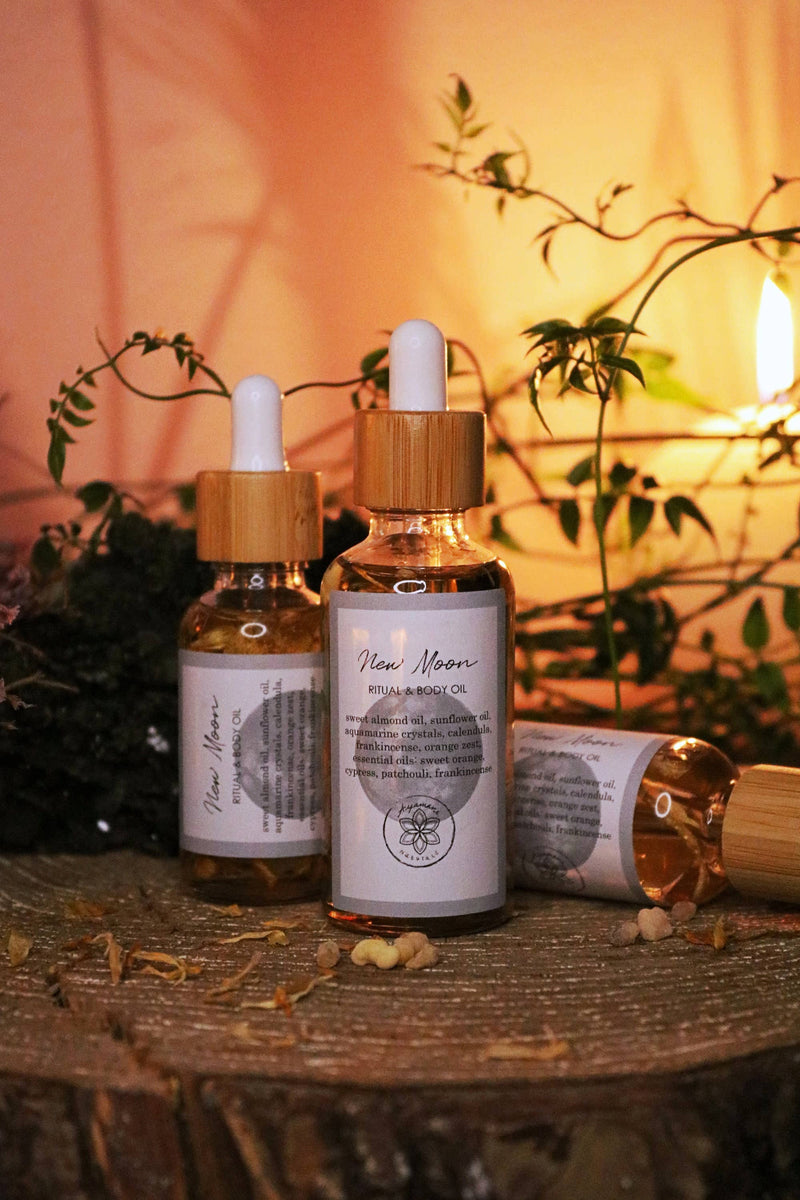 Ayamani Naturals - New Moon Ritual Körperöl mit kristallinfundierten Ölen