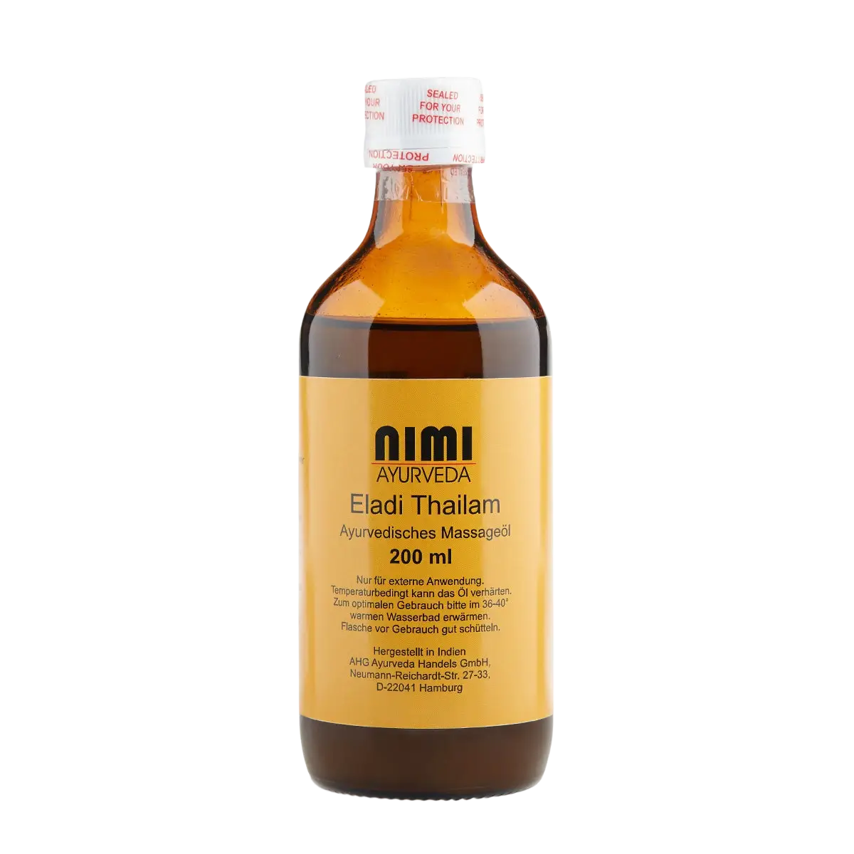 AHG Eladi Thailam Ayurveda Massageöl für Hautregeneration und Frische, flüssiges Öl in dunkler Flasche