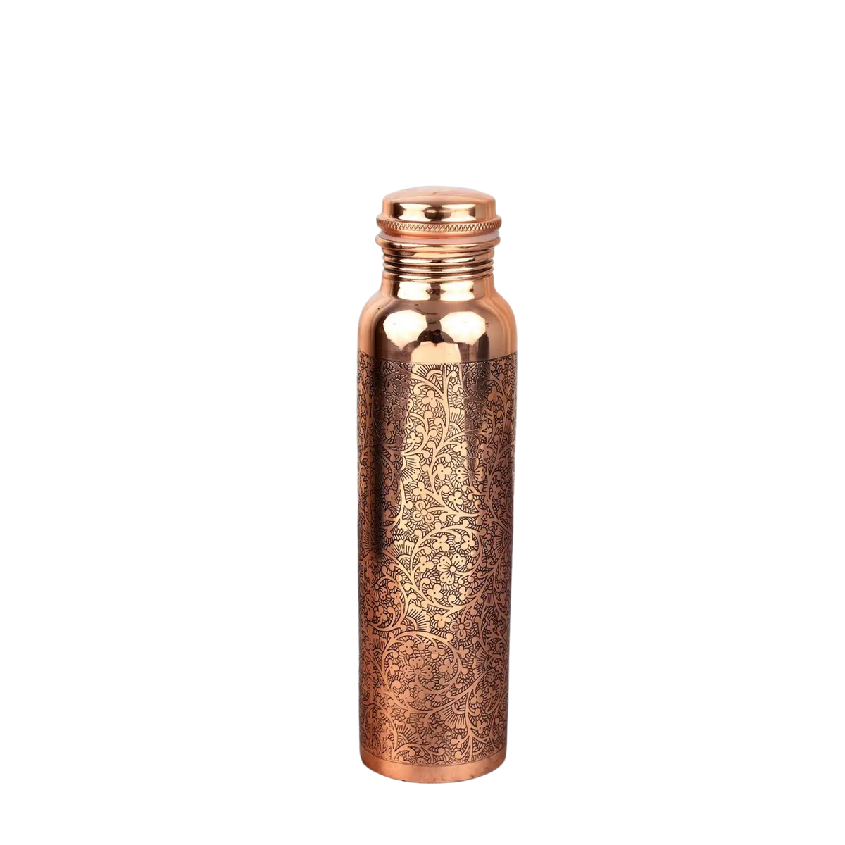 El'Cobre Kupferflasche 1L mit Blumengravur aus Kupfer, langlebige Wasserflasche für nachhaltigen Gebrauch