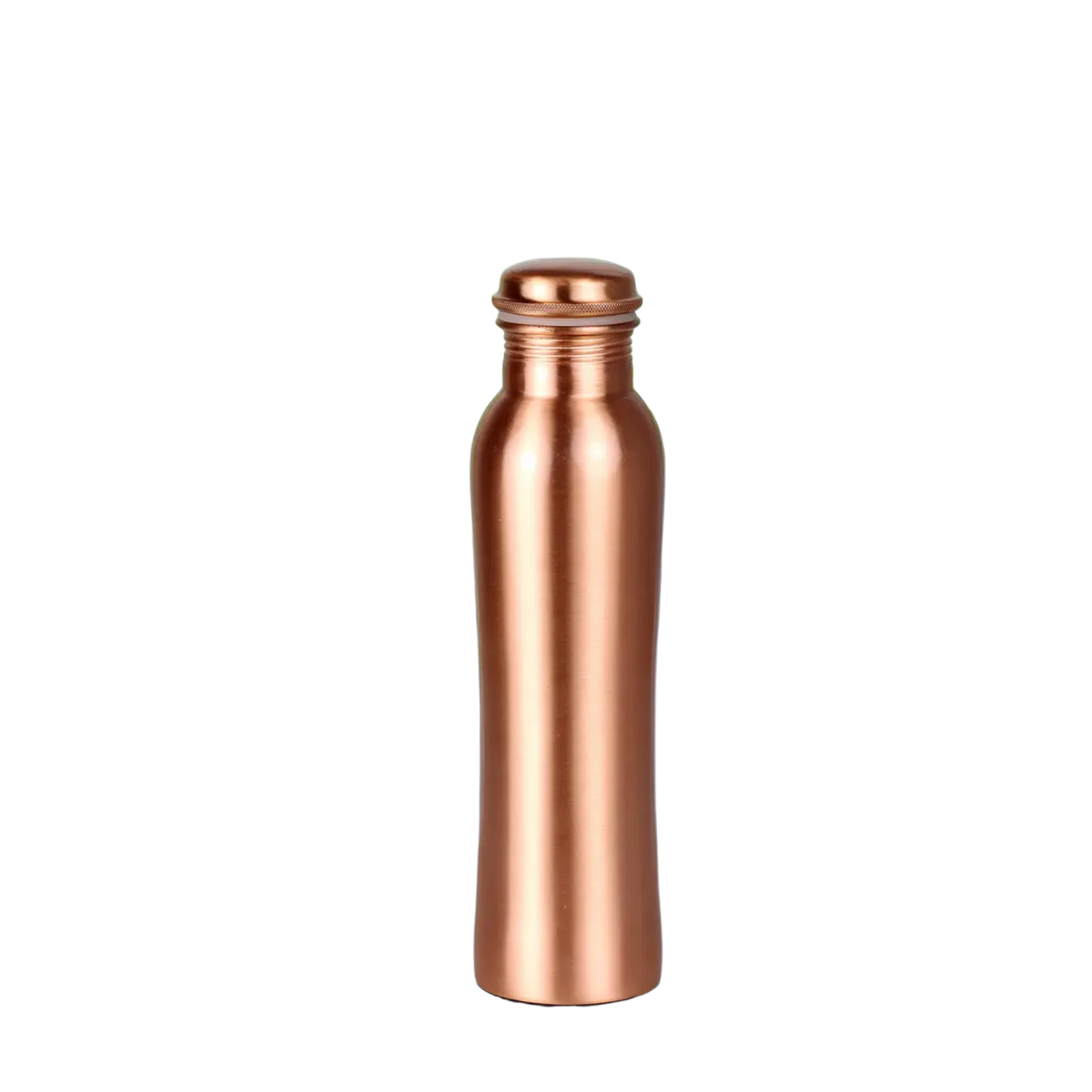 Elegante matte Kupfer-Wasserflasche von El'Cobre-Ecozonelifestyle, 1 Liter, mit glänzender Kupferoberfläche.