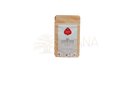 Beiger eliah sahil bio zahnpulver ginseng pouch mit weißem etikett und floralen motiven für natürliche zahnpflege