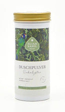 Bio Duschpulver Eukalyptus von Eliah Sahil, 90g, für die Körperpflege, zeigt das Verpackungsdesign und das Produkt in der Dose