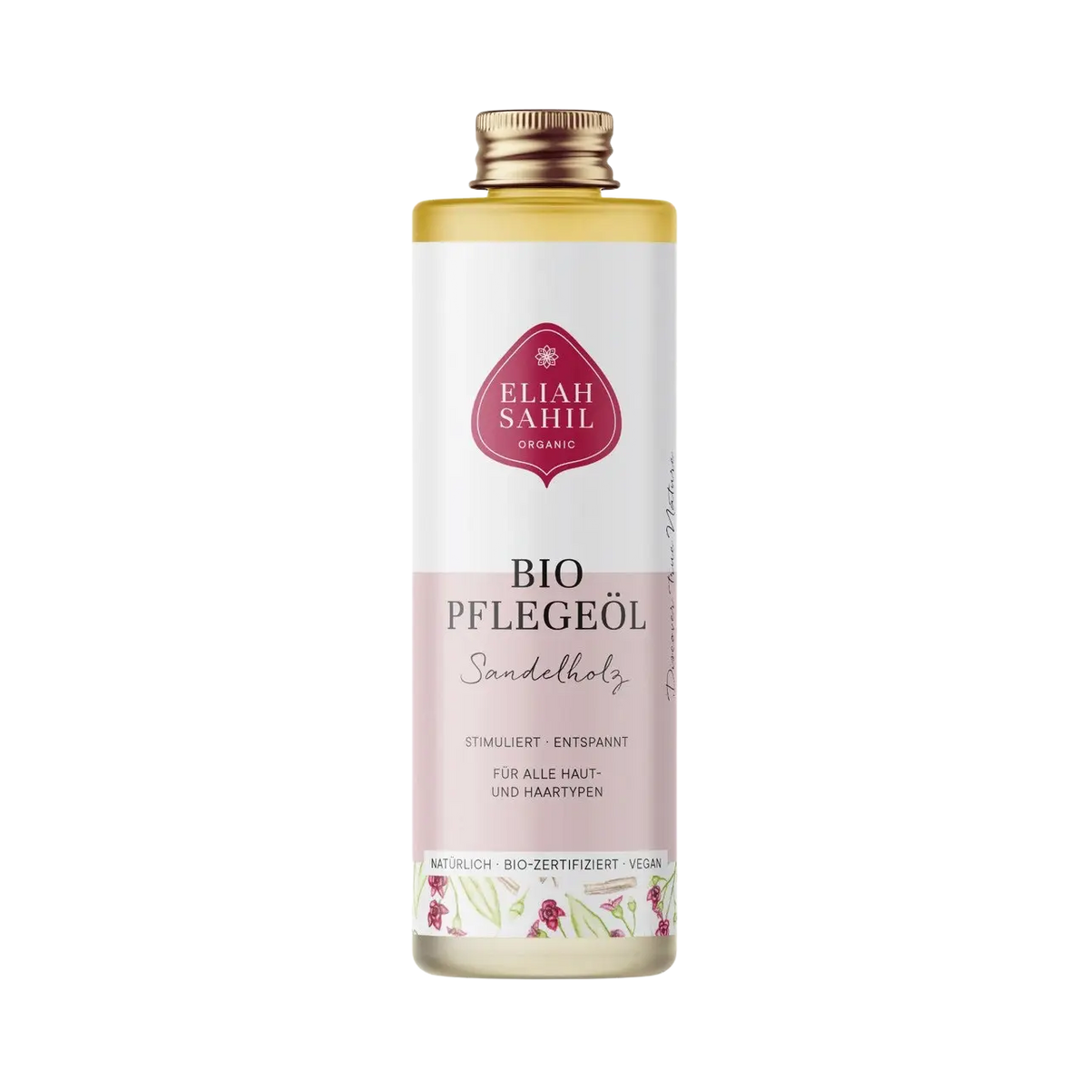 Eliah Sahil Bio Pflegeöl mit Mandel und Sandelholz in Glasflasche, ideal für die Körperpflege, 100ml