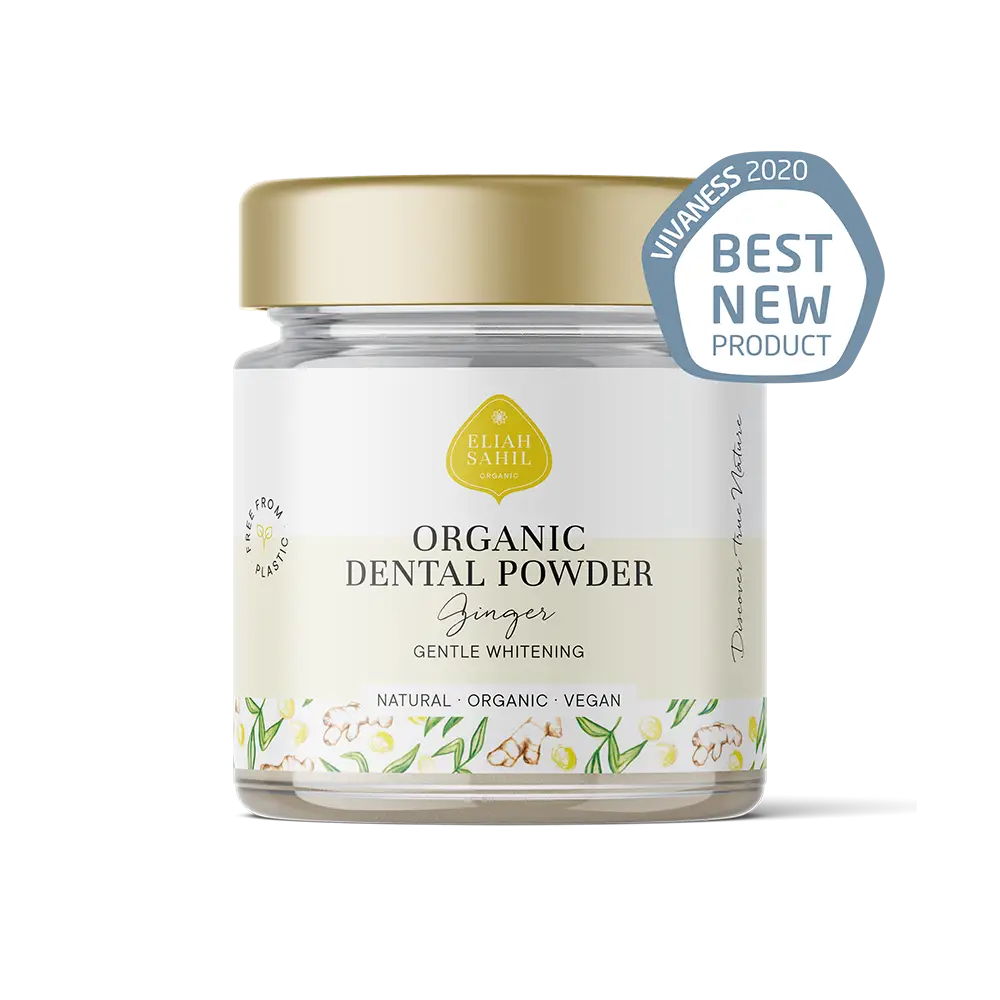 Eliah Sahil Bio Zahnpulver mit Ingwer, sanftes Zahnweiß, 45g, natürliches Mundpflegeprodukt von Eliah Sahil Organic Care GmbH