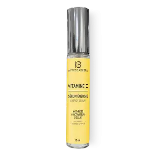Gesichts-Energieserum mit Vitamin C von Institut Claude Bell, 15 ml, gegen Hautalterung und Sonnenschutz.