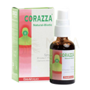 Amber glas sprayspray mit weißer pumpe und grüner etikette corazza natural biotic mit erisimo und thymian