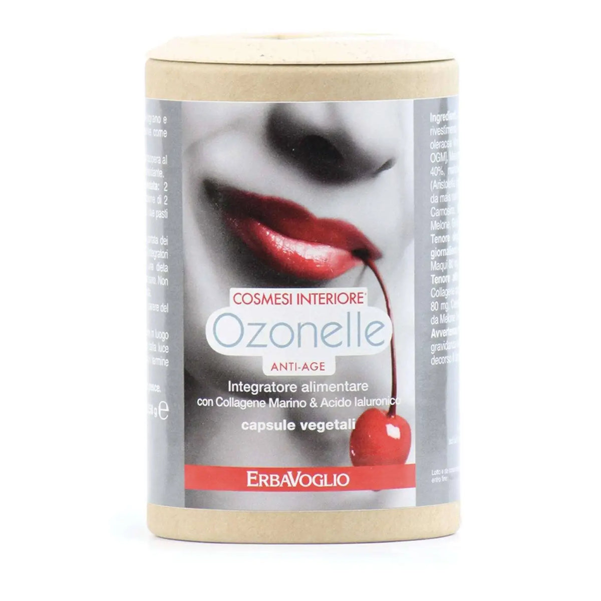 Erbavoglio Ozonelle Inner Cosmetics Kapseln, Nahrungsergänzung für Anti-Aging und Hautregeneration, in einer weißen Verpackung