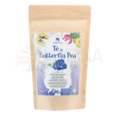 Beige nachfüllbare verpackung mit schmetterlings-erbse blüte tè di butterfly pea blumentee von erbavoglio