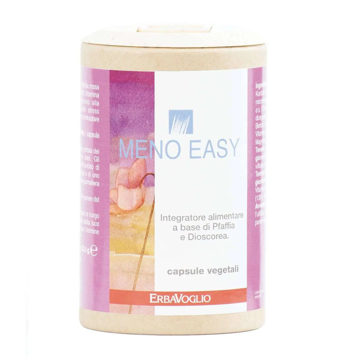 Erbavoglio Wechseljahren Meno Easy Nahrungsergänzung, zylindrische Verpackung, natürliche Inhaltsstoffe für hormonelles Gleichgewicht