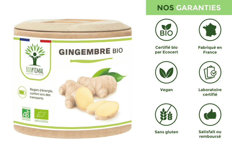 Gingembre bio - Complément alimentaire - 60 et 200 gélules