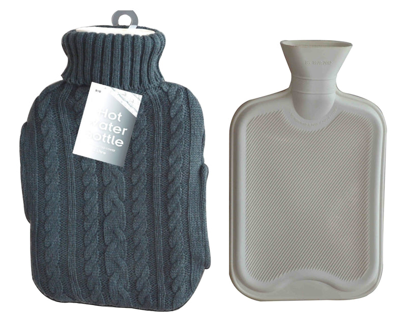 Generise Wärmflasche „EXTRA WARMTH“, 2 l, mit Strickbezug und Taschen