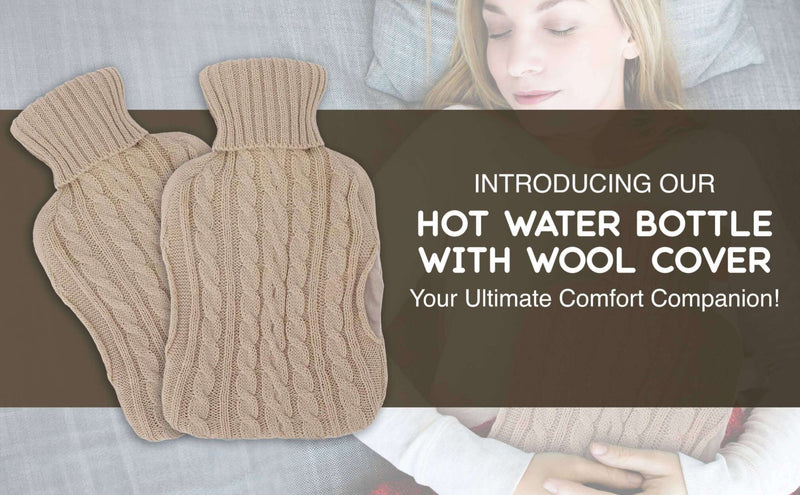 Generise hot water bottle “EXTRA WARMTH”, 2 l, with knitted cover and pockets