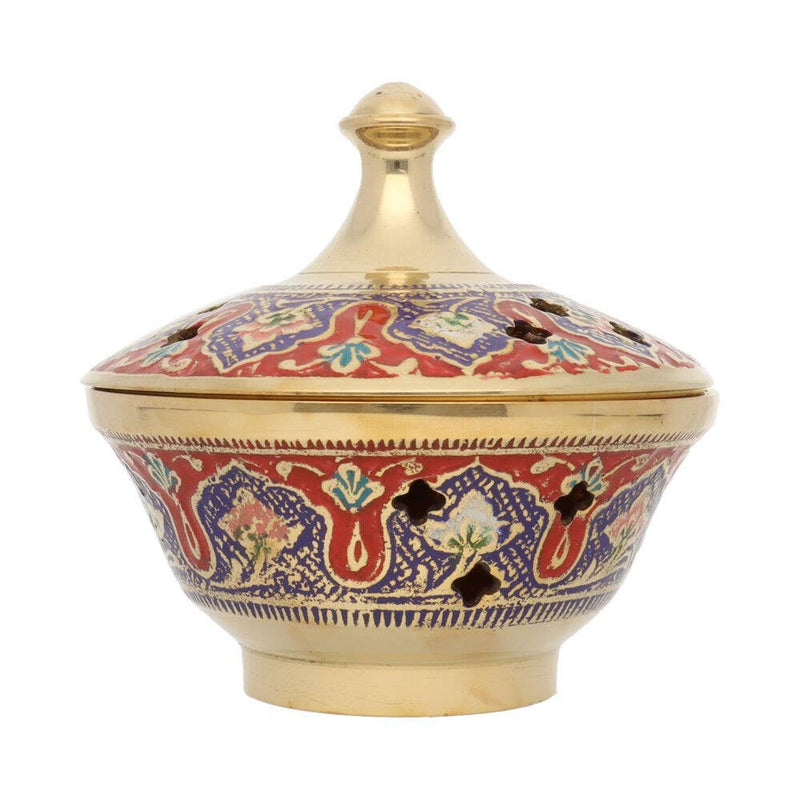 Grosses Bronzefass mit Farbgravur Räuchergefäss – Handgearbeitet & dekorativ