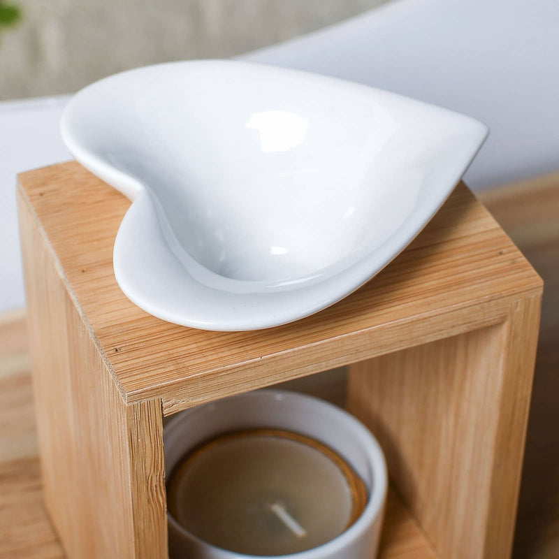 Zen'Arome - Fondoir à cire parfumée - Bougeoir en céramique et bambou
