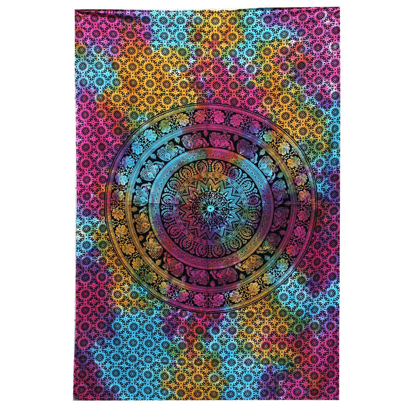 Doppelbettdecke aus Baumwolle und Wandteppich — Mandala-Elefant - 230x200 cm