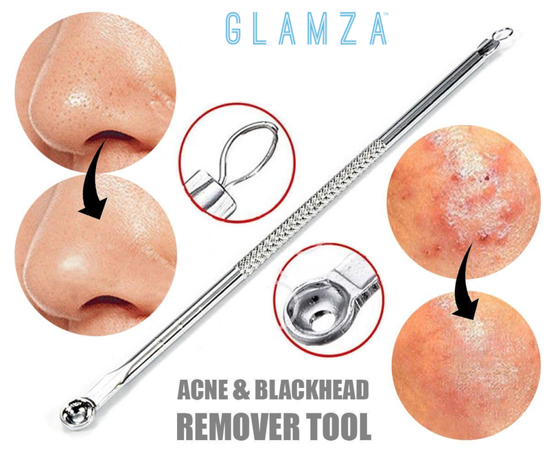 Glamza Doppelseitiges Werkzeug zur Entfernung Mitessern, Akne, Pickeln