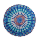 Round canvas “Blue Mandala” with cotton tassels 180cm
