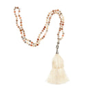 Mala Moonstone with White Tassel, 108 Beads