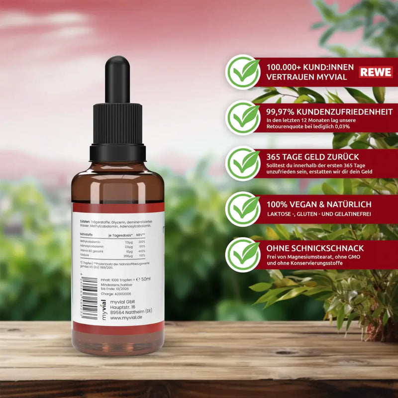 Vitamin B12 Drops + Folsäure - Energie, Nerven, Blutbildung