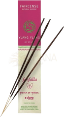 Farfalla räucherstäbchen faircense ylang ylang joy of life 10 stück in rosa-creme packung mit dunkelbraunen holzstäbchen