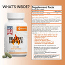 Weißes plastikfläschchen von wellnesspro fatburner abnehmen mit orangeflamme logo und grünen tabletten aus weiße kidney bean extrakt