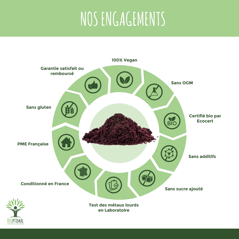Bioptimal - Bio-Acai-Pulver - Verpackt in Frankreich - Vegan