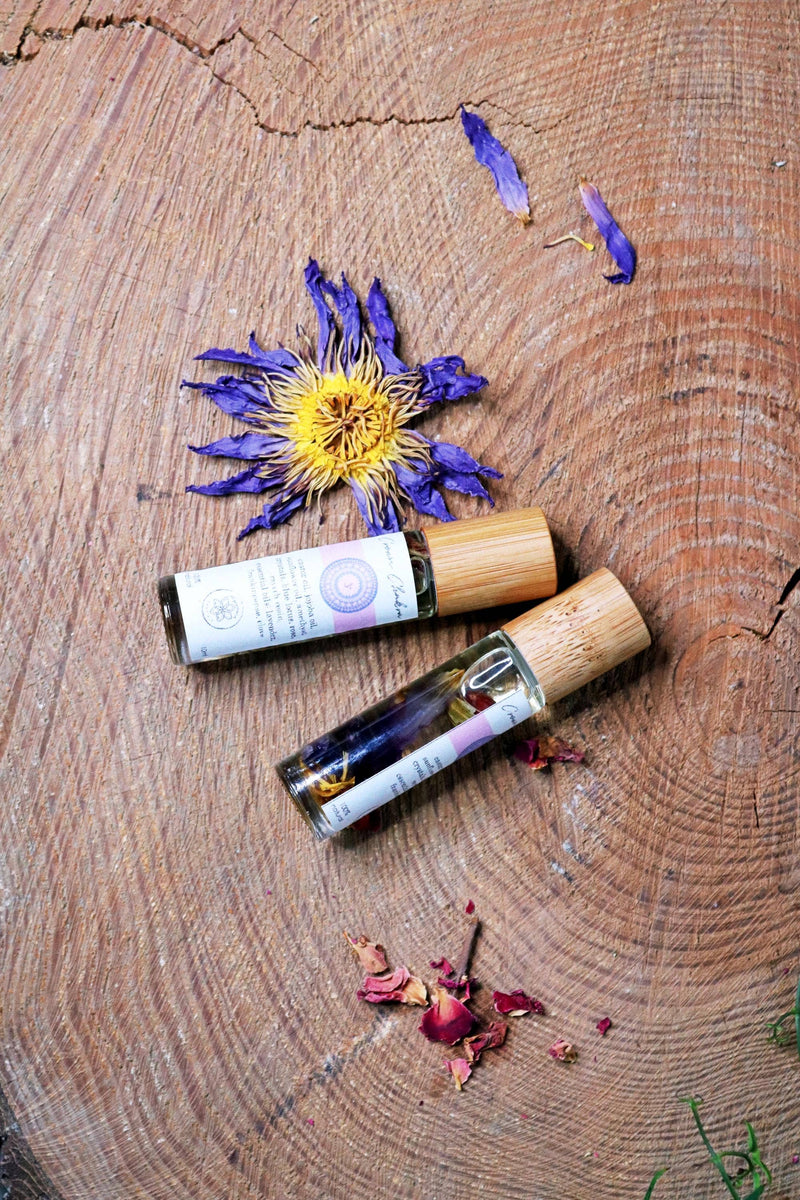 Crown Chakra Meditationsöl mit Kristall- und Lotusaufguss