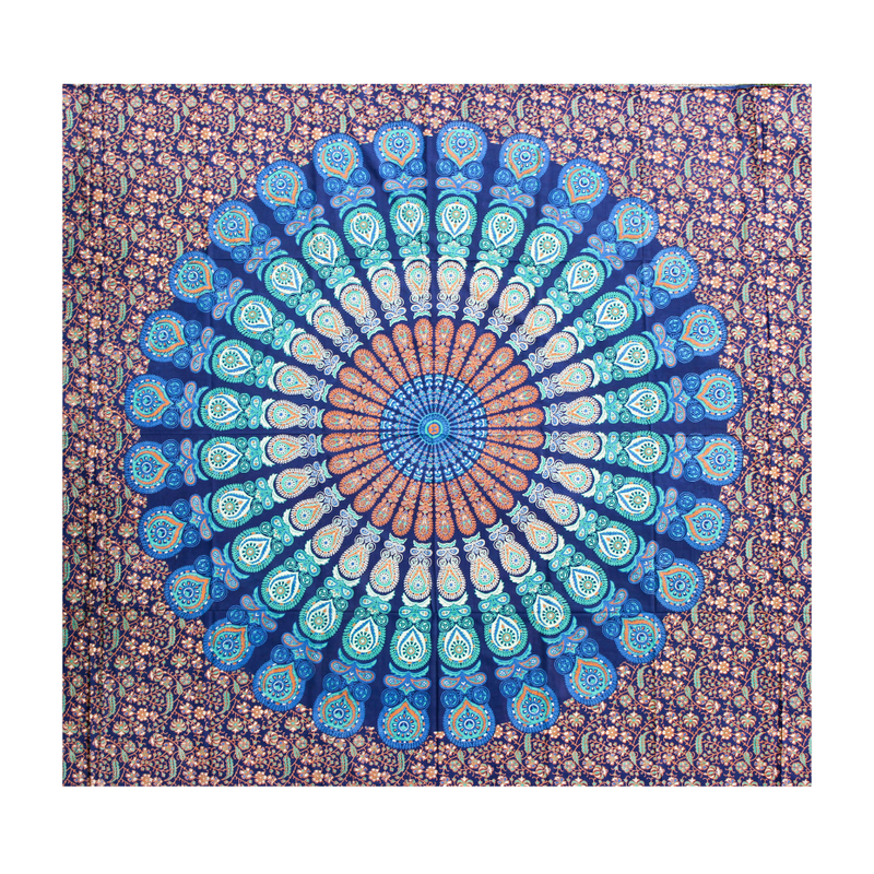 Wandbehang Ritualtuch „Blue Mandala“ aus Baumwolle