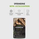 Nahrungsergänzungsmittel Spermidine mit Astaxanthin von Feel Supreme, Flasche mit Kapseln, für Zellgesundheit und Langlebigkeit