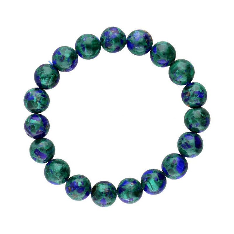 Bracelet spirituel avec azurite et malachite – perles de pierres précieuses de 10 mm