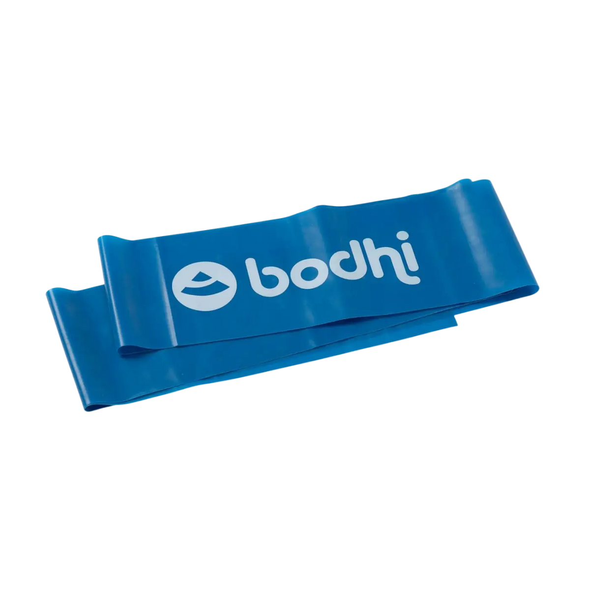 Blaues Yoga Fitnessband Bodhi von Bodynova, extra stark, 1,5 m lang, für Kraft- und Dehnübungen im Yoga.