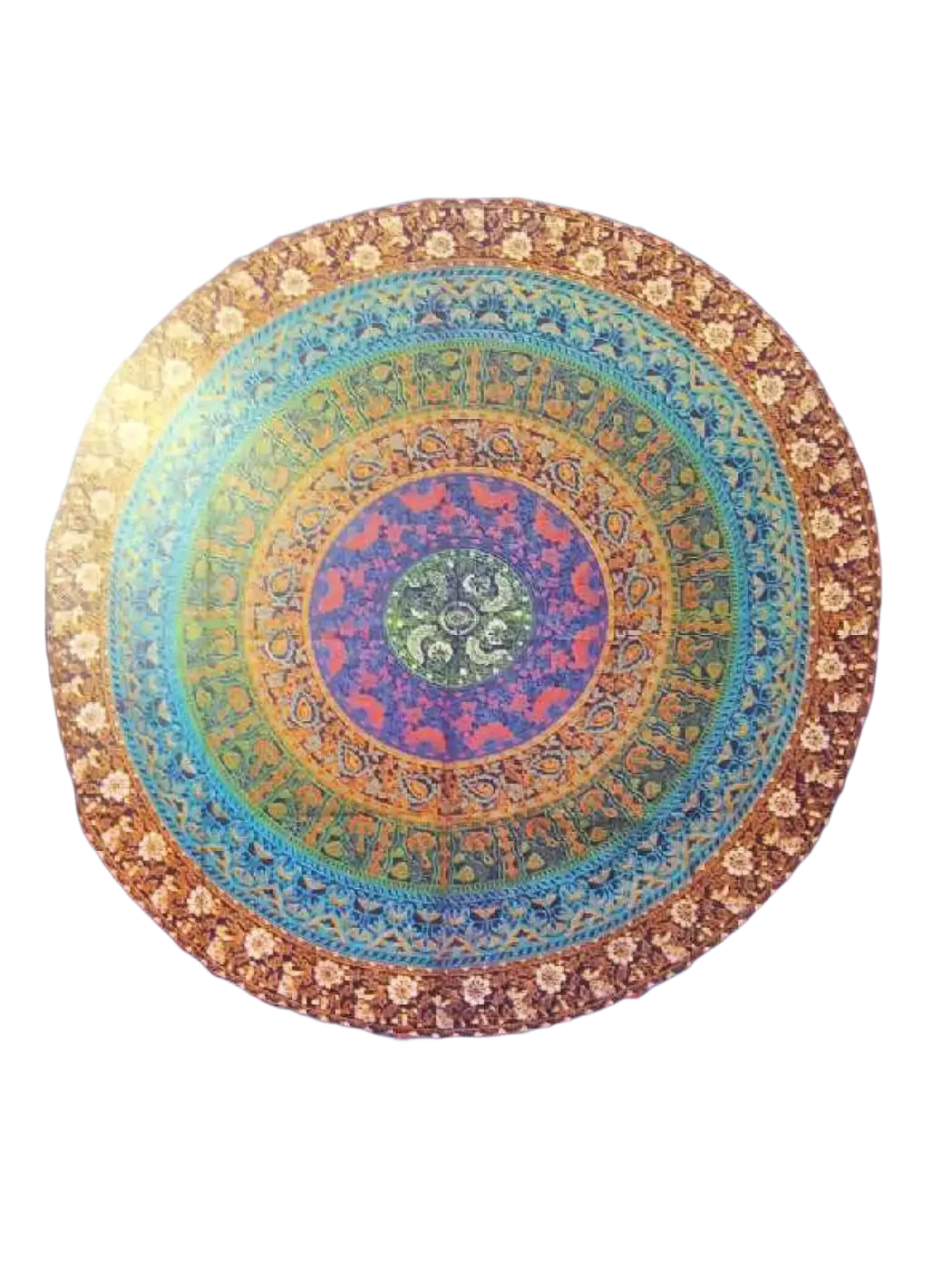 Floraler Mandala-Wandteppich Ritualtuch von Yak & Yeti, Boho Wanddekor, 213 x 137 cm, farbenfrohes, stilvolles Wandbild