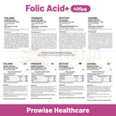 Prowise healthcare fortiactiv folsäure+ 400 mcg vegane tabletten mit vitamin b12 und jod mehrsprachiges nahrwertetikett rückseite