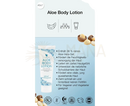 Weißes rohr mit forever living aloe body lotion und blauem geometrischem muster ideal als aloe propolis cream bei trockener haut