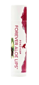 Weißes zylindrisches forever aloe lips lippenbalsam mit rotem und grünem botanischem design