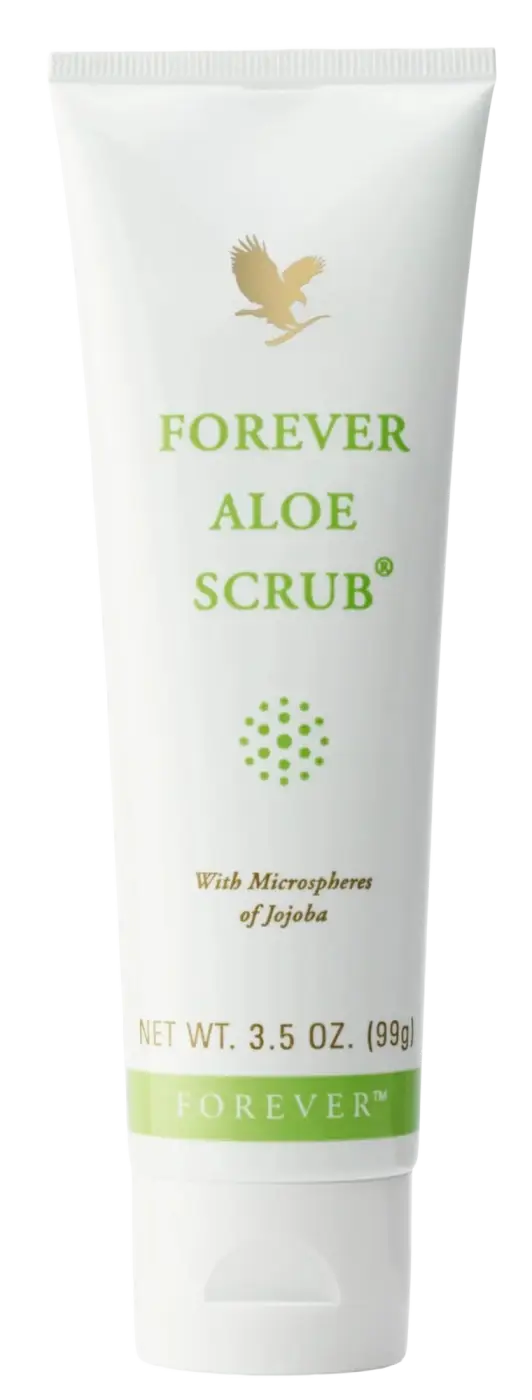 Forever Aloe Scrub Peelingcreme mit Aloe Vera und Jojoba für die natürliche Körperpflege, sichtbare Anwendung auf der Haut
