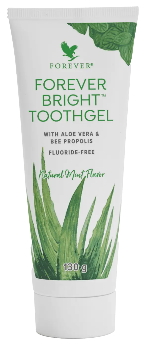 Forever Bright Zahnpasta ohne Fluorid mit Aloe Vera, für frischen Atem und natürliche Zahnreinigung, in einer weißen Tube.