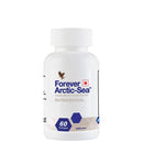 Nahrungsergänzungsmittel Forever Arktisches Meer von Forever Living Products in einer weißen Flasche, Nahaufnahme, Produktetikett sichtbar