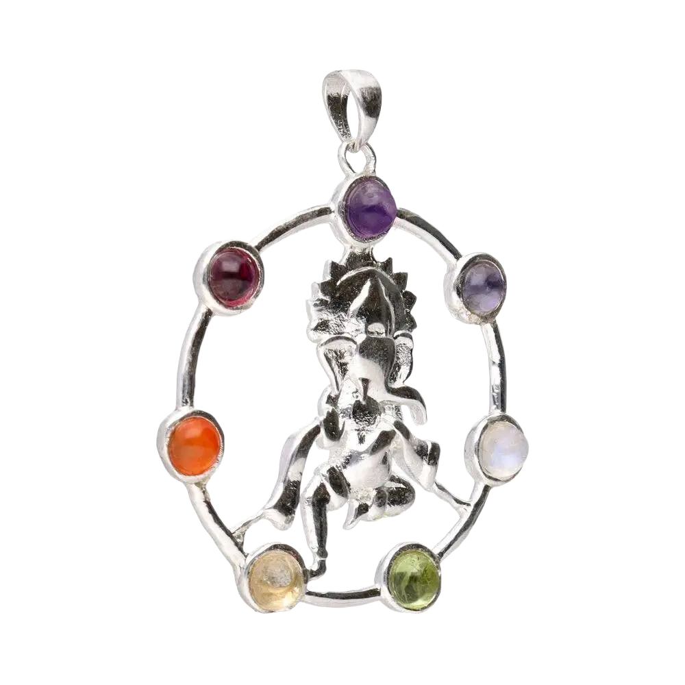 Ganesha-Körperanhänger aus Schmuck mit BP-Chakra-Mineralien, detailreiche Figur aus Holz oder Edelsteinen, spiritueller Schmuck.